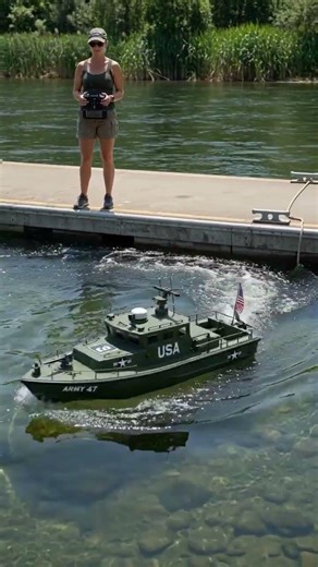 Realistic RC Army Boat Patrols the Water 🇺🇸#RCBoat #MilitaryRC #ArmyBoat #RealisticRC #rcboat