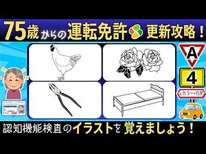 認知機能検査【2026年版】手がかり再生対策イラスト暗記法！間違い探しで覚えよう！高齢者講習・免許更新A4a