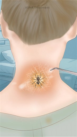 Girl ASMR Treatment Animation 🕷️ Spider Remove #asmr #short #animation