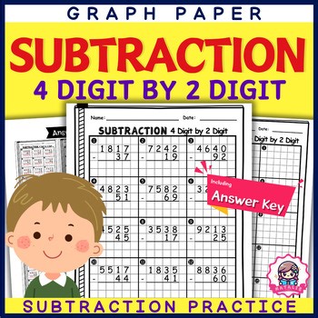 Engaging Fourth Grade Graph Paper Subtraction Worksheets 4-Digit by 2-Digit
