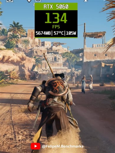 RTX 5060: Assassin's Creed Origins em 1440p Ultra! Teste de performance da nova RTX 5060 no Assassin's Creed Origins! 🎮 Rodando em 1440p (2K) com tudo no Ultra. A arquitetura Blackwell mostrando a que veio em 2026! Otimização impecável e frames estáveis. O que acharam do desempenho? 👇 Resolução: 1440p Preset: Ultra NVIDIA Smooth Motion: On 💻 MY SYSTEM SPECS (2025 Test Rig): GPU: ASUS Prime GeForce RTX 5060 OC Edition 8GB GDDR7 CPU: AMD Ryzen™ 5 5500X3D (V-Cache Technology) Motherboard: ASUS T