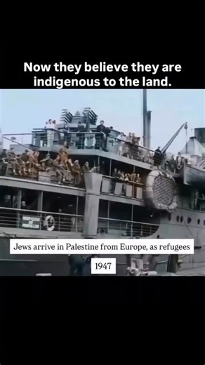CoreInfo on Instagram: "Jews arriving in Palestine from Europe as refugees in 1947. Shortly after getting off the boat, they began killing and robbing the homes of the Palestinians who welcomed them with open arms. Now they believe they are indigenous to the land."