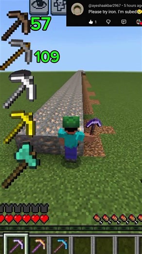 all pickaxes vs iron Minecraft#minecraft