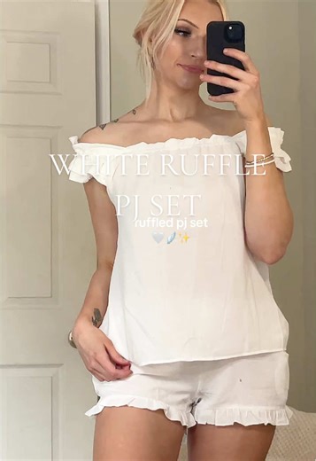 Adorable White Ruffle PJ Set for Summer