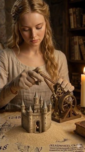 She Built a Burning Castle from Sand… Using Only a Medieval Clockwork Crane