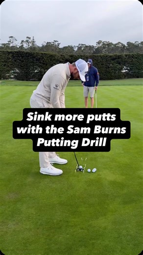 Sink more putts with the Sam Burns putting drill. This is easy to set up and if you do this before your round of golf you will be more confident in holing more putts. #golf #golftips #golfdrills #golflesson #golftipsdaily | Mark Wood Golf Academy