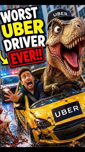 T-Rex Tried Driving Uber for 24 Hours #funnyshorts #dinosaur #comedy