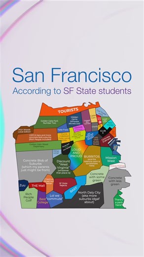 The Bay Area Unverified on Instagram: "Map of San Francisco but it’s made by SF State (SFSU) Students 🐊 - #sfstate #sfsu #sanfrancisco #map #sf #bayarea #sanfranciscostate #sanfranciscostateuniversity #sfmemes #sanfranciscomemes - C 2025 SF Unverified"