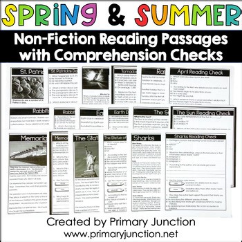 Spring Summer Non-Fiction Reading Comprehension Passages 2nd 3rd Grade ELA Slide