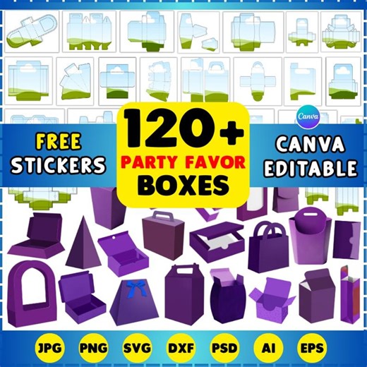 Mega Box Template Bundle, 120  Party Favor Box Templates, Box Template Svg, Party Favor Box, Paper Box, DIY Box, Gift Box, Canva Drag & Drop - Etsy