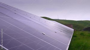 Blue photovoltaic solar panels, production of clean green electricity. Renewable Energy Production Concept. panel, photovoltaic, alternative source of electricity - concept of sustainable resources