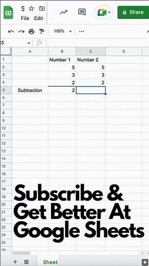 Subtract Explained in 29 Seconds Google Sheets Excel 🤯 #shorts #googlesheets #excel