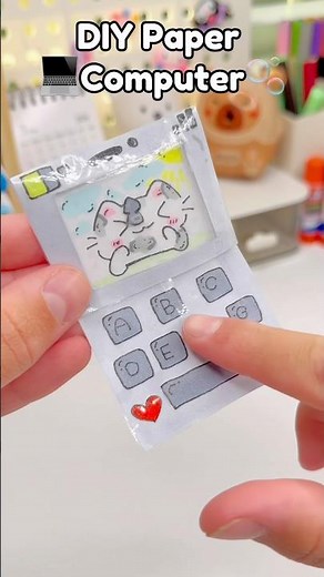 💻DIY Mini Paper Computer🫧!? #papercrafts #cutecrafts #diycrafts #diy #crafts
