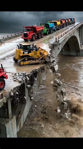 Bridge Snapping Under Load? Heavy Convoy on Cracking Structure