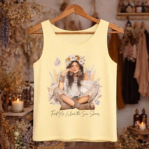 Boho Sunshine Graphic Tank Top, Hippie Girl Summer Vibe Shirt - Etsy