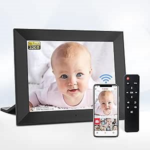 Frameo Digital Picture Frame WiFi - Built-in 32GB 10.1 Inch Remote Control&USB Storage Smart Electronic Digital Photo Frame Slideshow You Can Send Picture Video to Phone TouchScreen 1280*800 IPS 16:10