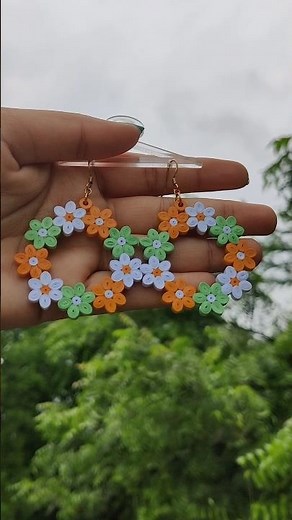 DIY Floral Quilling Earrings 🤩 #shorts #shortsfeed #art #quilling #diy