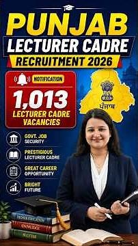 Punjab Lecturer Cadre Recruitment 2026 Notification | 1,013 Lecturer Cadre vacancies