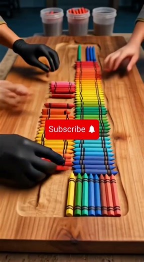 Epoxy colorful crayon table #epoxy#interiordesign #shorts #design