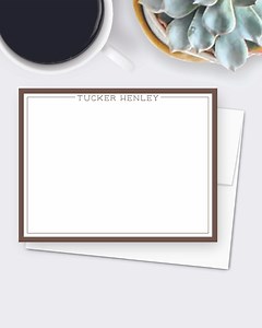 Personalized Note Cards With Border, Modern Simple Flat Stationery for Men or Women - Etsy