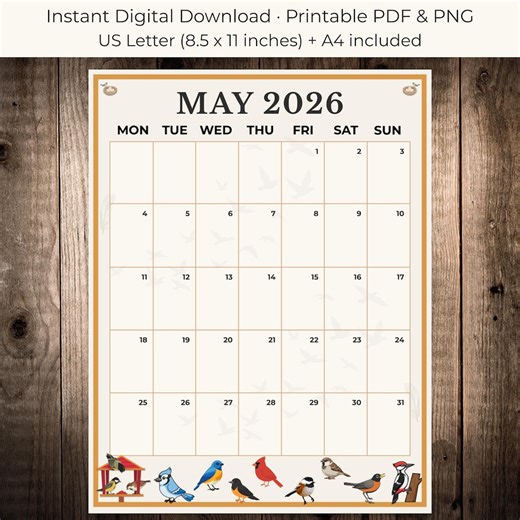 May 2026 Calendar Printable PDF, Minimalist Monthly Planner, A4 & US Letter, Instant Digital Download - Etsy UK