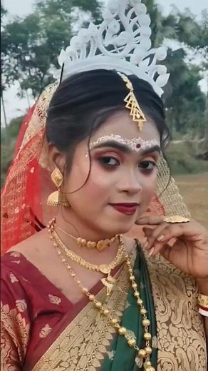 ✨ Traditional Bengali Bride Look 👰‍♀️ | Royal Bridal Makeup Transformation 💄 | #bride #short