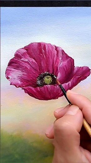 poppy painting with acrylic. #painting #art #flowerpainting