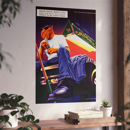 Joe Camel Vintage Ad Poster | 80s Tobacco Print, Americana Decor - Etsy