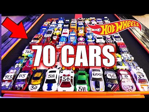 Hot Wheels Treadmill Race Cars - 70 Car Demolition Derby Knockout Tournament