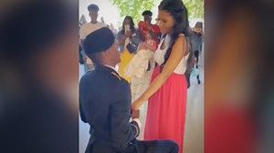 Soldier's pushups lead to incredibly sweet proposal