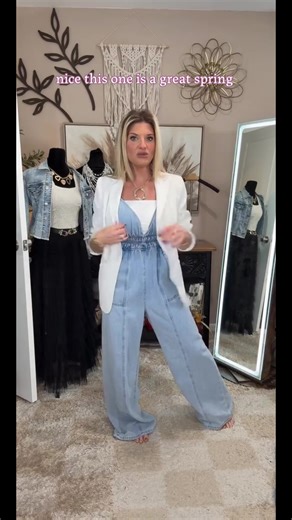 Women's Plain Backless Denim Cami Jumpsuit, Casual Pocket Wide Leg Jumpsuit for Daily Wear, Ladies All Seasons Clothes