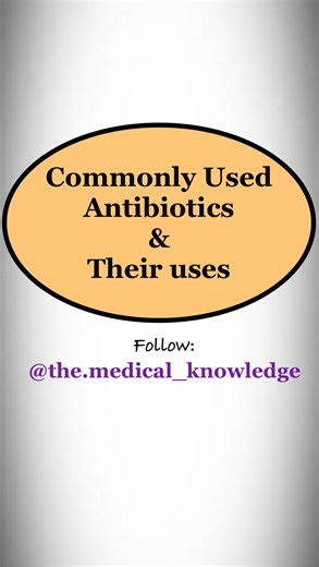 Medical Study on Instagram: "“Most Common Antibiotics & Their Uses Explained!” . . Antibiotics are among the most commonly prescribed medicines in clinical practice, yet many people still misuse them. This reel highlights the most widely used antibiotics like Amoxicillin, Azithromycin, Doxycycline, Ciprofloxacin, and Metronidazole — along with their major clinical uses in bacterial infections. Whether it’s respiratory infections, skin infections, UTIs, gastrointestinal issues, dental problems, o