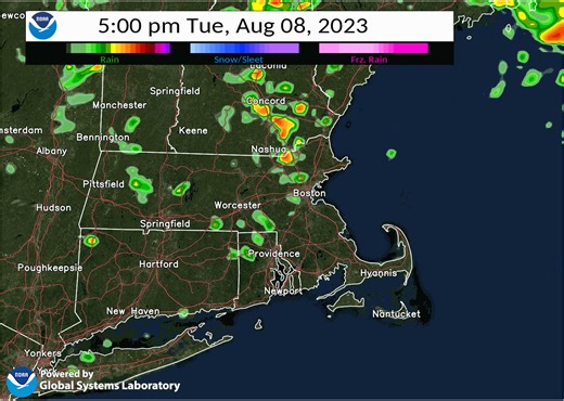 Here's a look at one model's best guess of radar over the next 24 hrs. While the strong storms impacting the mid-Atlantic this evening will weaken after sunset, we anticipate two rounds of showers and t-storms tomorrow. Damaging winds & an isolated tornado are the main threat | US National Weather Service Boston MA