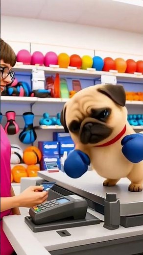 This cute Pug buy a pair of red boxing gloves—sparring with pals, let’s go! 🥊🐶