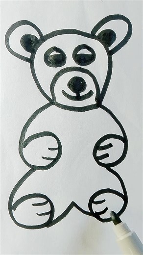 Easy bear drawing 6 to bear #easydrawing #creativeart #drawingtrick #drawingforkids