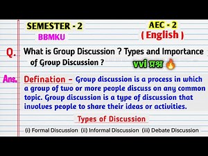 What is Group Discussion ? Types and Importantance of Group Discussion ll Aec 2 English vvi question