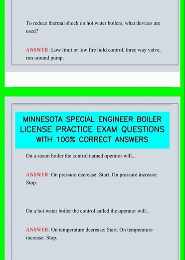 MINNESOTA SPECIAL ENGINEER BOILER LICENSE PRACTICE EXAM QUESTIONS WITH 100% CORRECT ANSWERS video