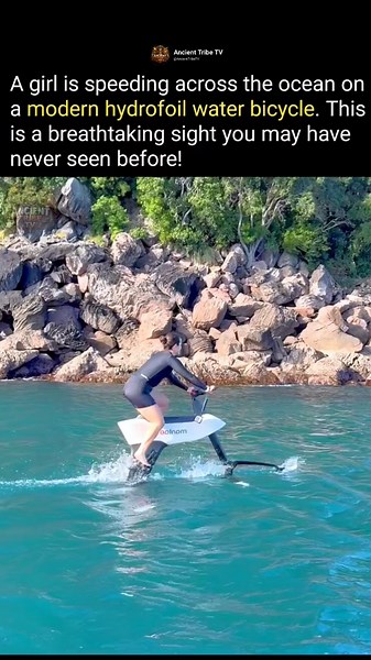 Girl Riding a Hydrofoil Water Bike 🌊 | Unbelievable Ocean Adventure!