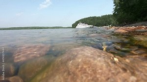 Clear water of Lake Baikal, the camera is submerged under water
