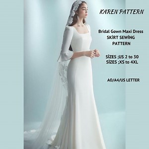Bridal Gown Maxi Dress Sewing Pattern:us 2-30, XS-4XL (digital Download) - Etsy