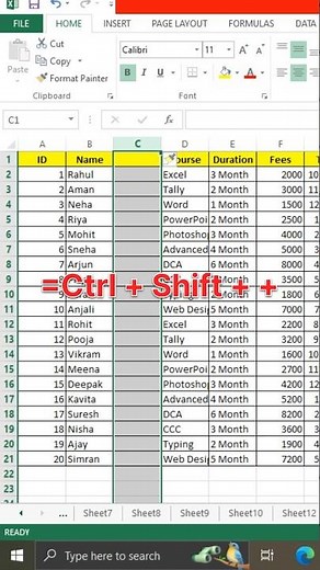 Excel Shortcut ⚡️ amazing excel trick !! #excel #exceltips #exceltricks #learnexcel