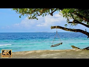 [Virtual Travel] 2021 Best beach with turquoise ocean | Maldives - 4K with chillout guitar