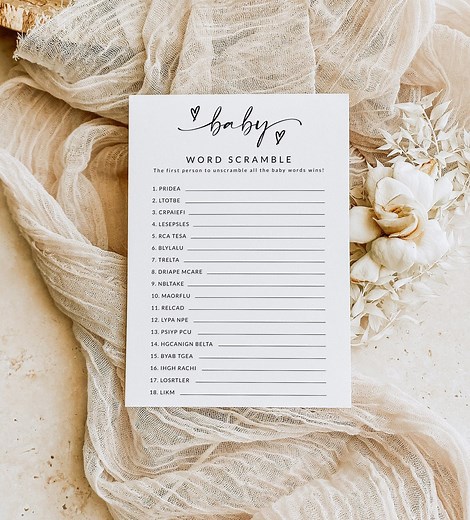 Baby Shower Word Scramble With Answer Key | Baby Shower Game | Baby Shower Word Puzzle | Editable Gender Neutral Game | Instant Download, A1 - Etsy