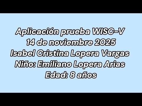 Aplicación prueba WISC-V. Medición y evaluación de procesos básicos y complejos.