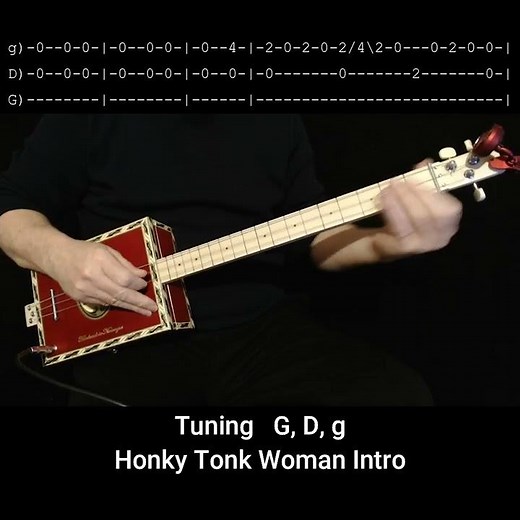 Honky Tonk Women Intro The Rolling Stones - Easy Beginner - For Fretless Cigar Box Guitar