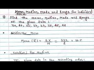 Mean,Median,Mode and Range for individual Series ||CBSE || B.com|| Business Statistics|| 9&10
