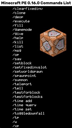 Minecraft 0.16.0 commands list