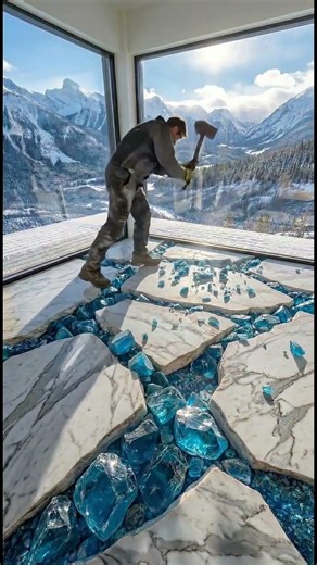 The "Blue Ice" Epoxy floor Reveal (Satisfying) ✨