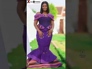 how to sew trendy off-shoulder kente kaba with long skirt in twi language