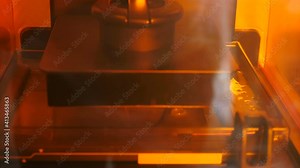 Black dental 3D printer in laboratory for prosthesis and crowns milling. Modern dentistry. Advanced technology device in dental clinic. Orthodontic applications production. 4 k video